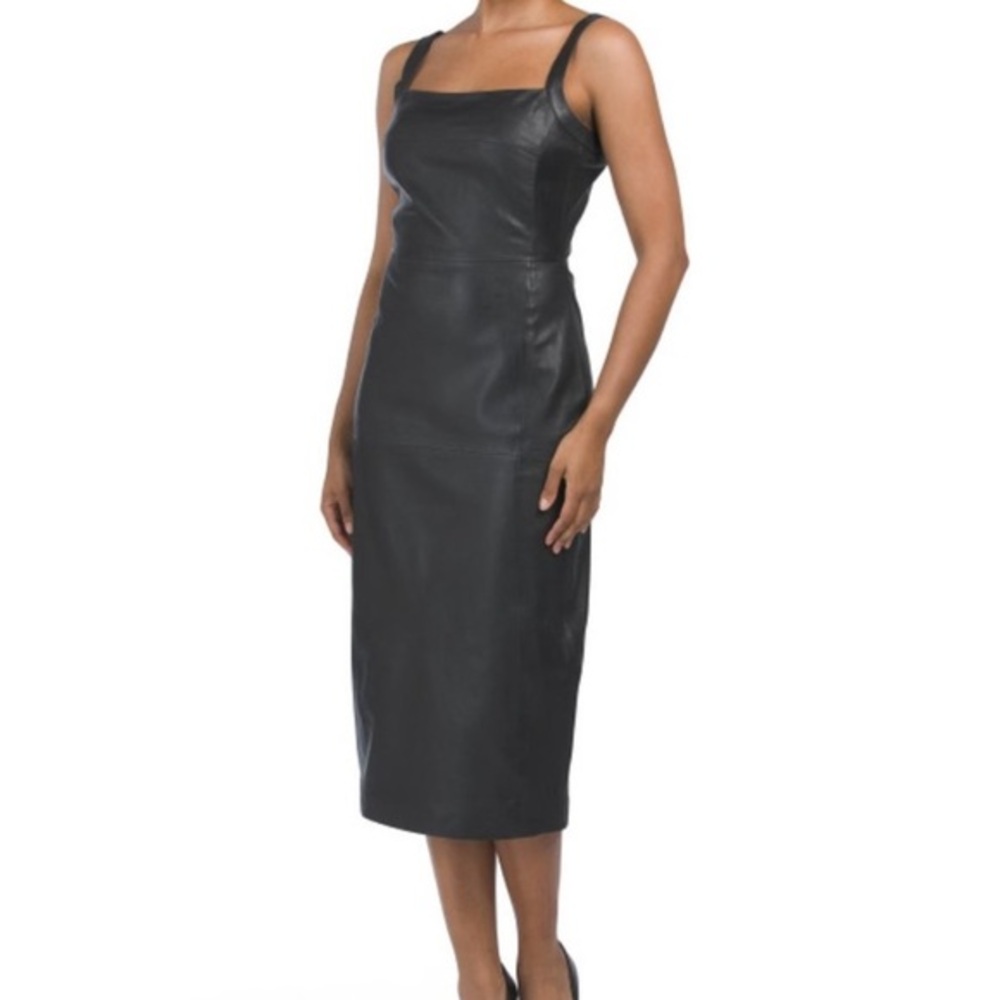 NWT Bod & Christensen Dina Leather Midi Dress size 2 in Black
